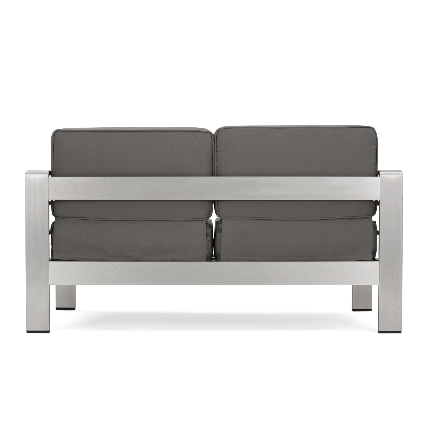 Outdoor Loveseat Aluminum Khaki Water-Resistant Cushion 56.75x27.5 In 600 LB