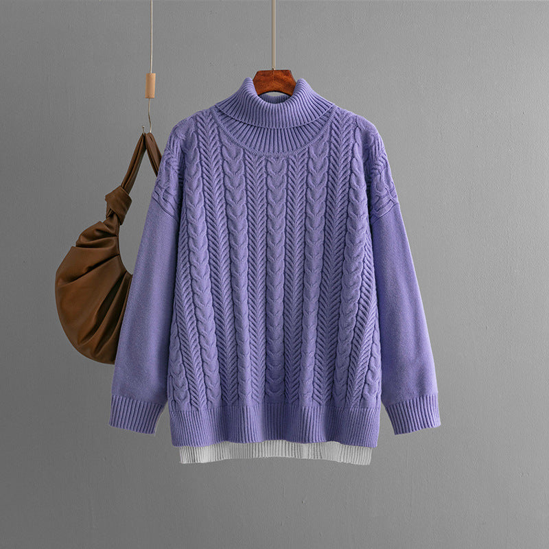Two-tone Patchwork Jacquard Loose  Western-style Slimming Top For Women