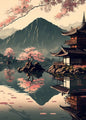 Japanese Cherry Blossom Fuji Mountain Sunset Tokyo Scenery Poster HD Printed Canvas Painting Wall Art Pictures Room Home Decor