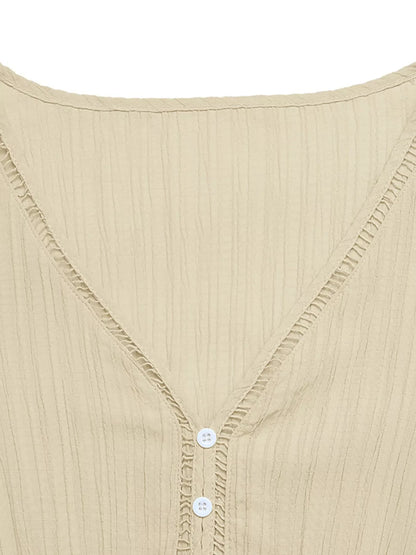 Tiered V-Neck Long Sleeve Dress