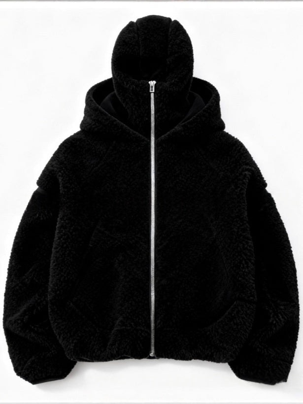 Double-hooded Cardigan Fleece Thermal Sweatshirt