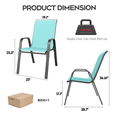 Outdoor Dining Chair 4-Piece Set - Wide Seat 350 lbs Capacity - Waterproof &