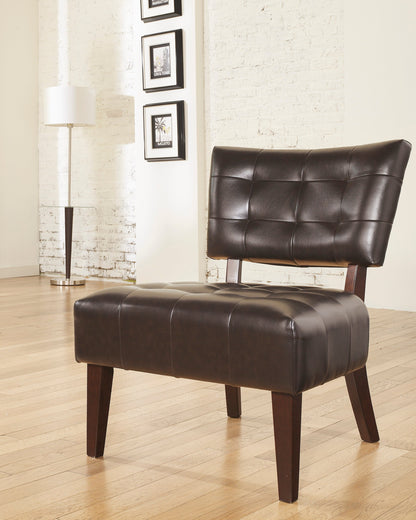 Accent Chair Tufted PU Leather Brown Oversized Hardwood Frame 27x31x34 In