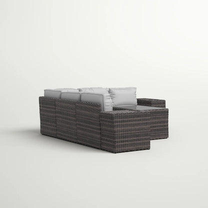 Outdoor Sectional Set HDPE Wicker Gray 8 Piece Seats 4
