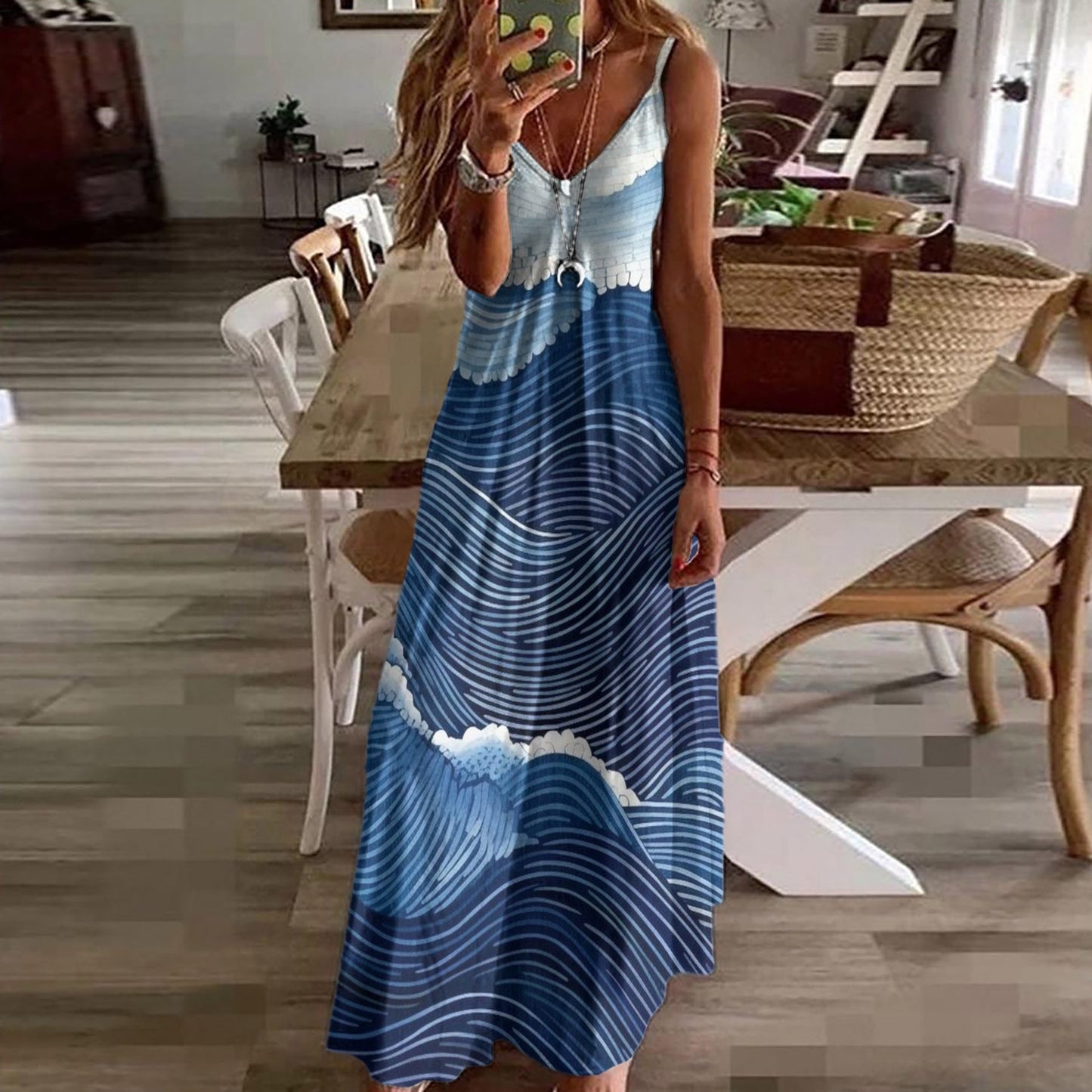 Digital-print Fashion-forward Womens Floral Dress