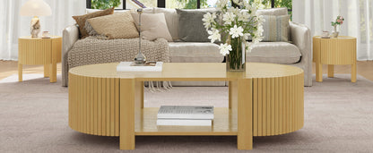 3-Piece Living Room Table Set, 1 Coffee and 2 Side Tables, Solid Wood, 47 in