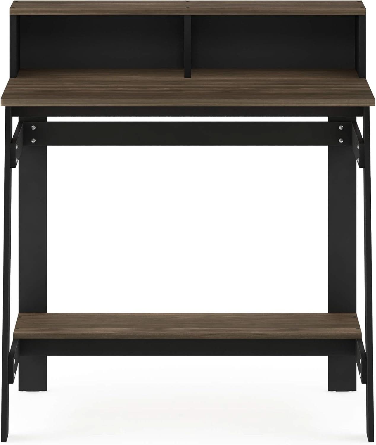 A Frame Computer Desk with Hutch Storage in Columbia Walnut