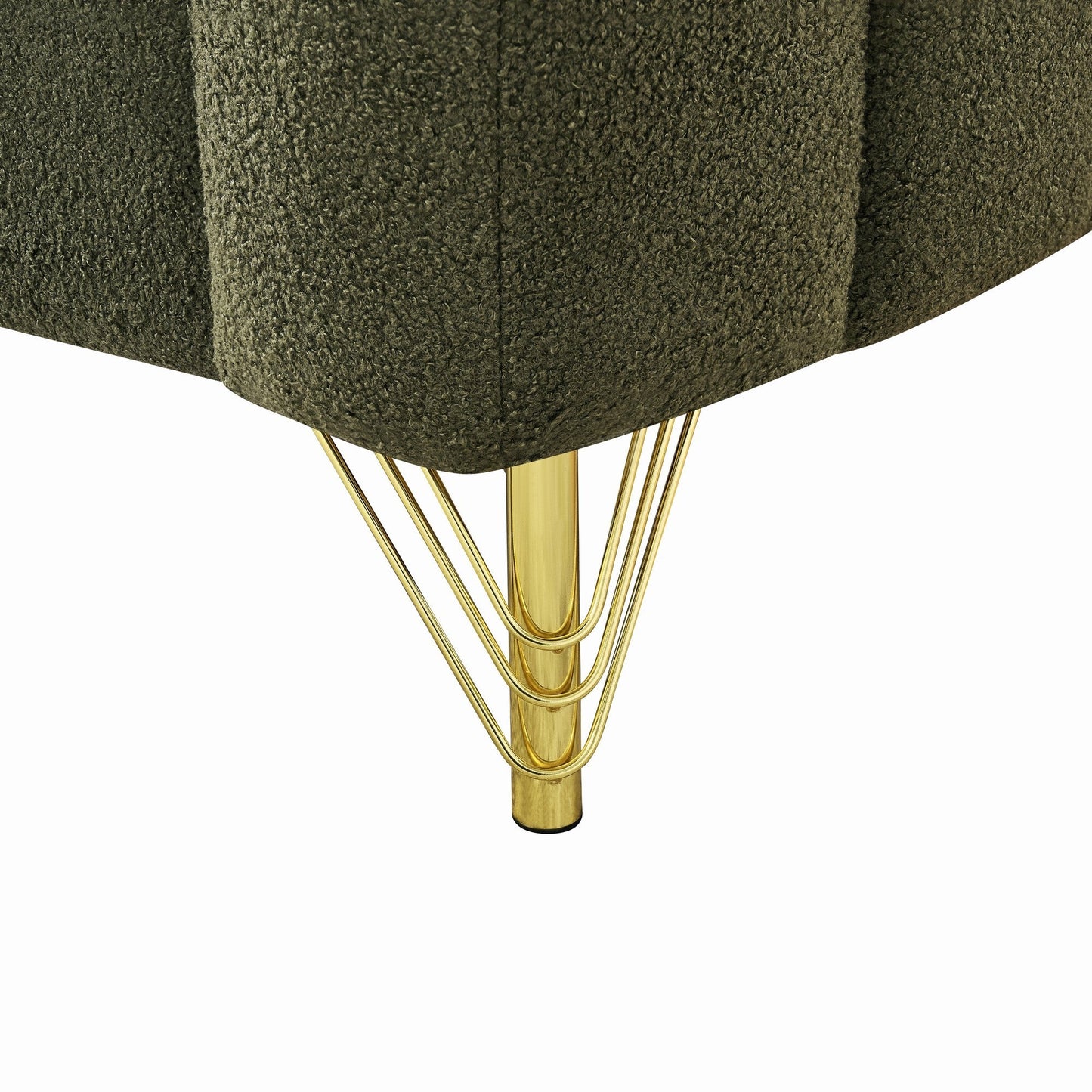 Loveseat Modern Chenille Green Gold Metal Legs 2 Seat 63 In 500 LB