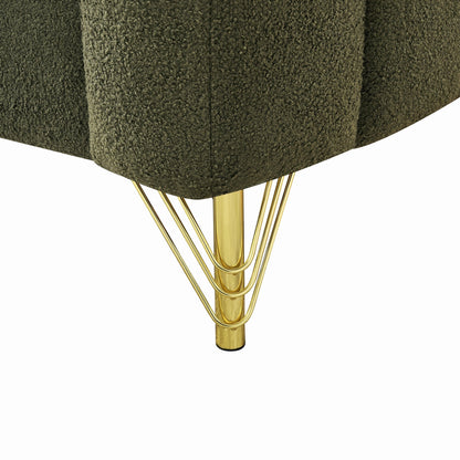 Loveseat Modern Chenille Green Gold Metal Legs 2 Seat 63 In 500 LB