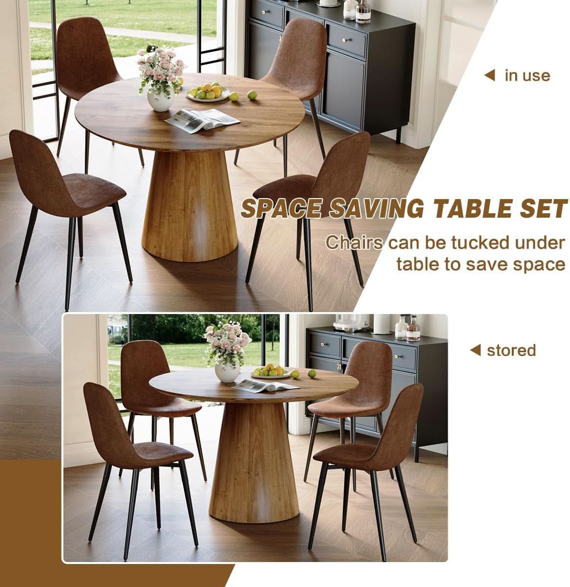 Luxurious Round Space Saving Dining Table Set For Four