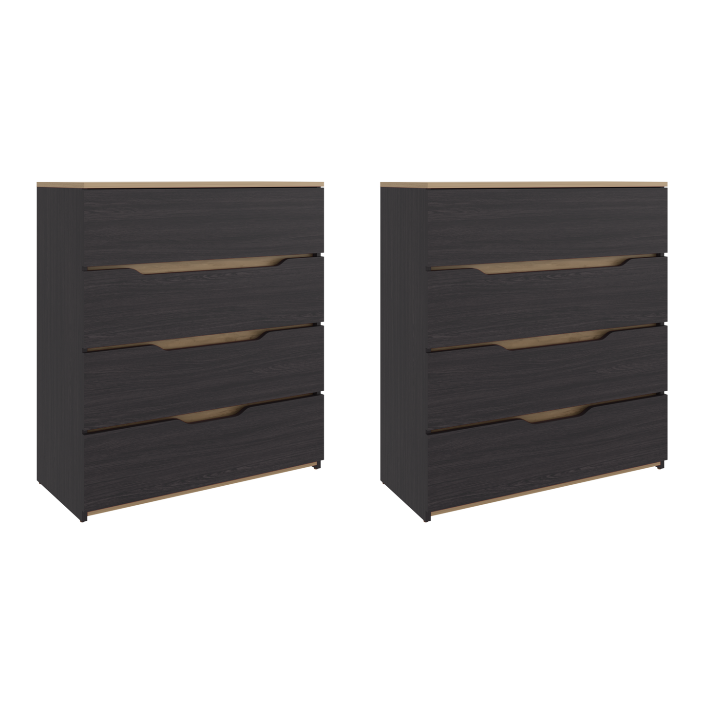 Dresser Modern Set of 2 Natural Oak and Wenge Particle Board 31.5x35.1 In