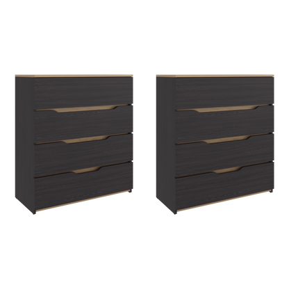 Dresser Modern Set of 2 Natural Oak and Wenge Particle Board 31.5x35.1 In