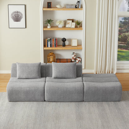 Sofa Oversized Chenille Gray 3 Seat 107 In No Assembly Pocket Spring