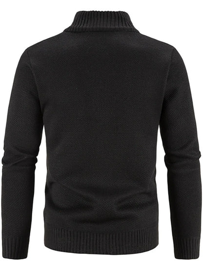 Men's Plus Size Zip-Up Long Sleeve Cardigan