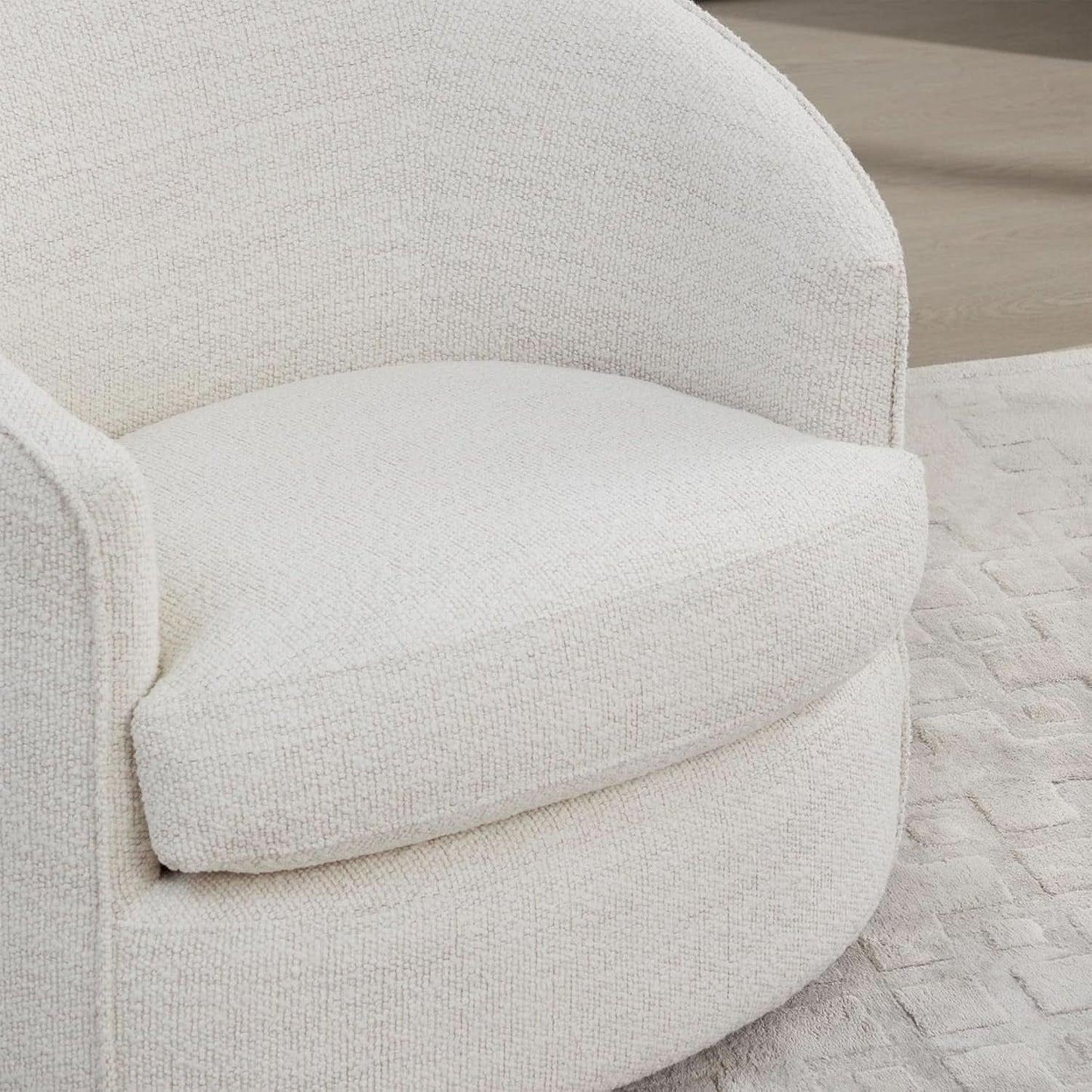 Swivel Barrel Chair Cream Upholstered Fully Assembled