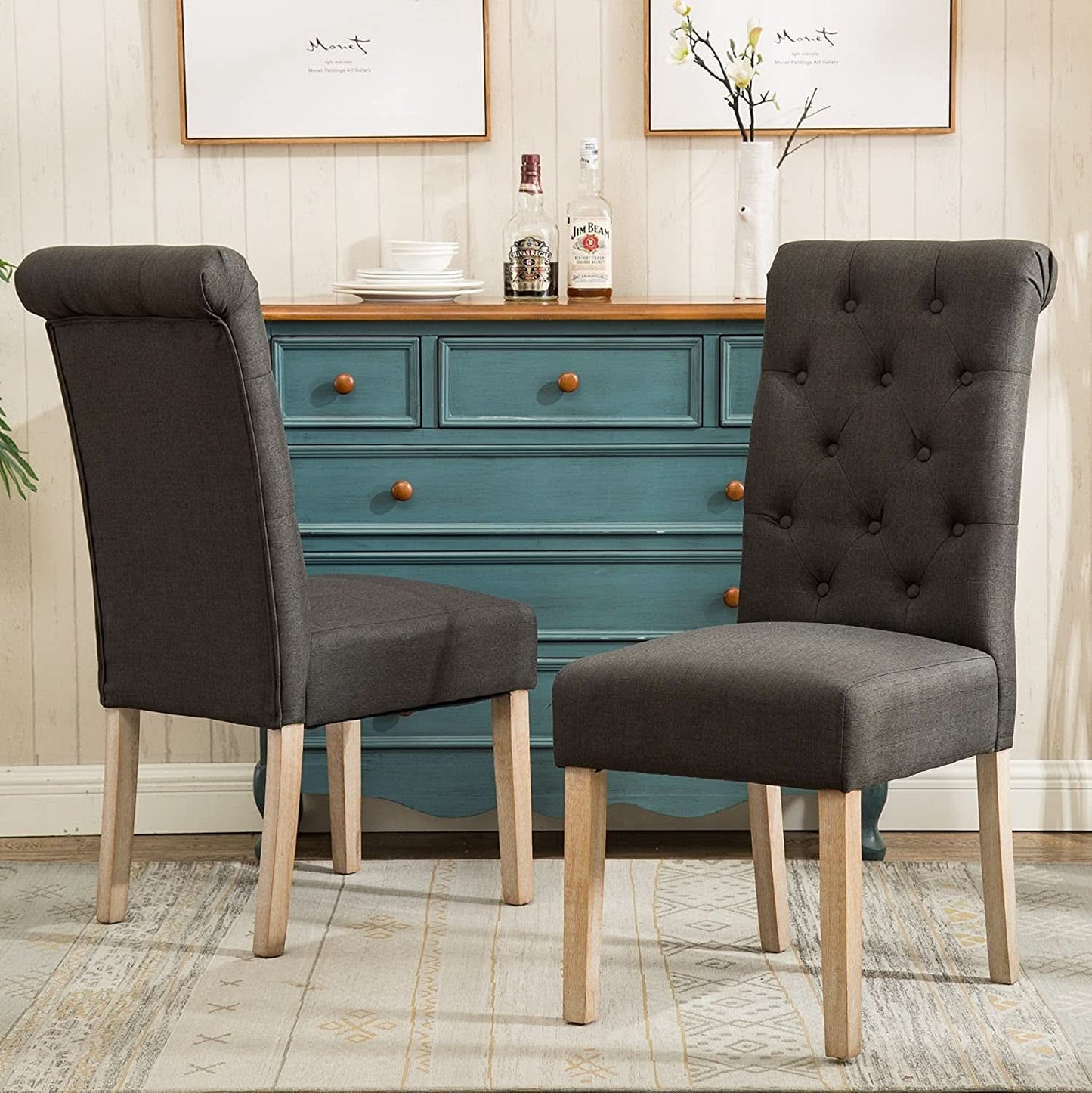 Charcoal Tufted Parsons Dining Chair Modern Style Elegant