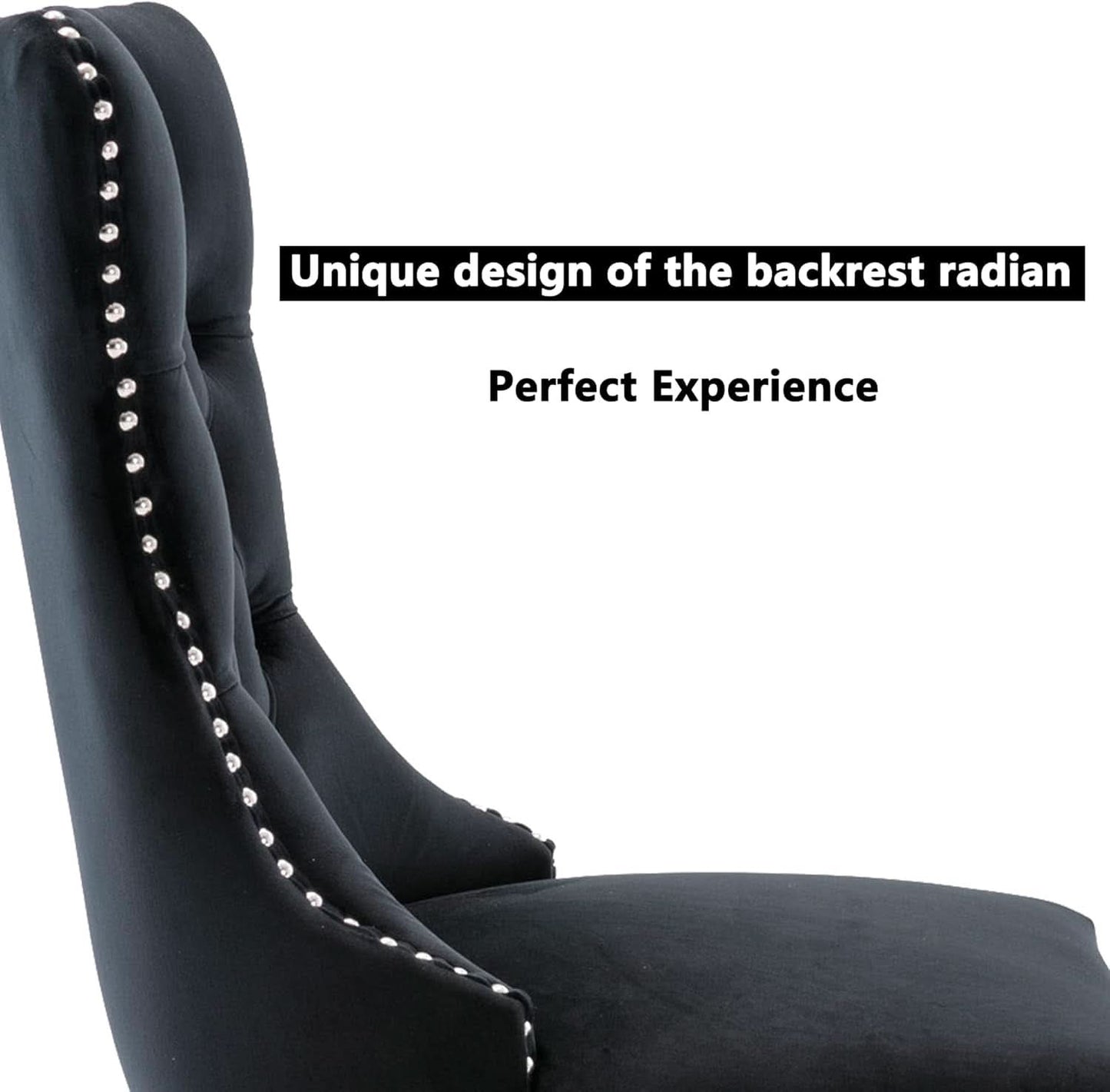 Black Velvet Tufted Dining Chairs With Nailhead Trim
