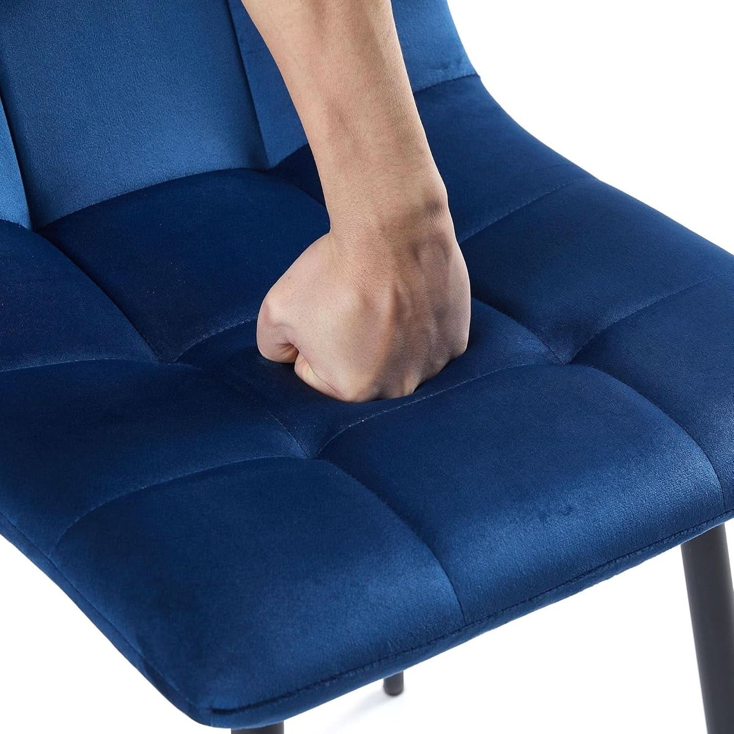Navy Blue Velvet Dining Chairs Set of 4 Armless Tufted