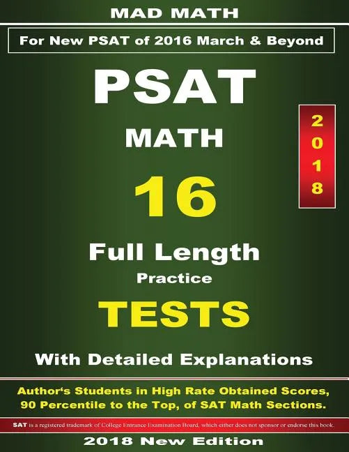 2018 New PSAT Math 16 Tests - Paperback