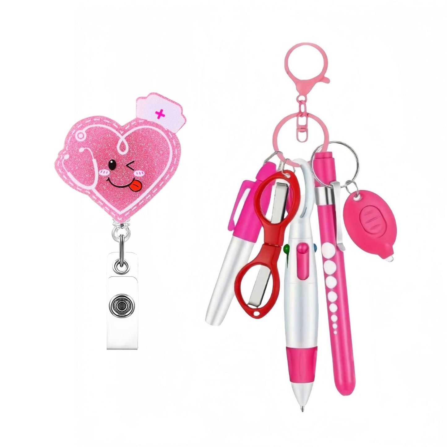 Retractable Nurse Pen Set Keychain With Flashlight