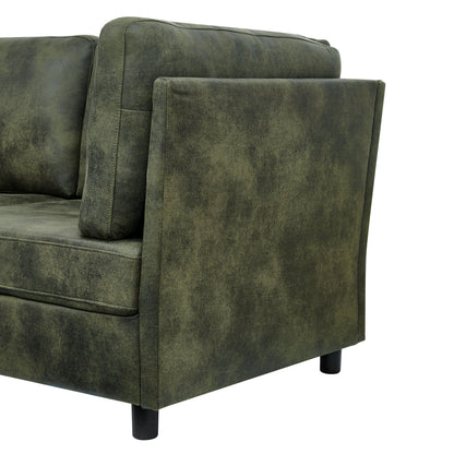 Sectional Sofa Modular Faux Leather Olive 6 Seat 124 In