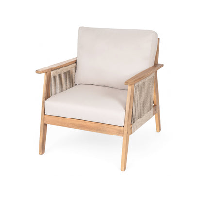 Outdoor Conversation Set 4 Piece Acacia Wood Rope