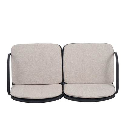 Outdoor Chat Set Polypropylene Black Beige Cushion 3 Piece Loveseat