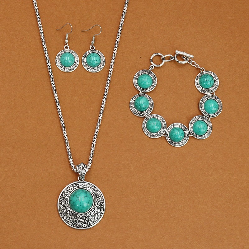 European And American Ethnic Bohemian Turquoise Necklace For Women