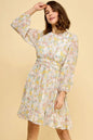 Lime 'N' Chili Chiffon Floral Print Belted Dress with Back Zipper