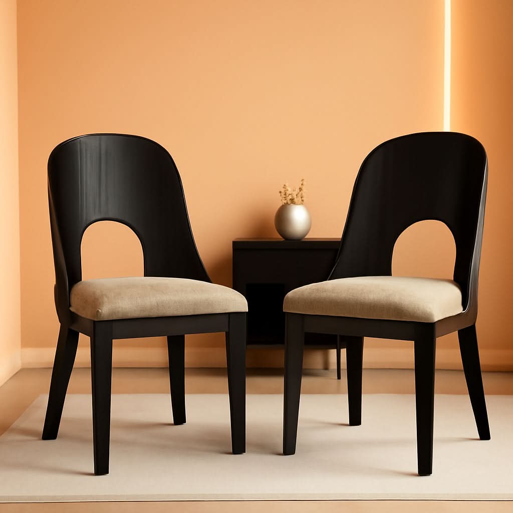 Pair Herringbone Dining Chair Black Gray For Kitchen