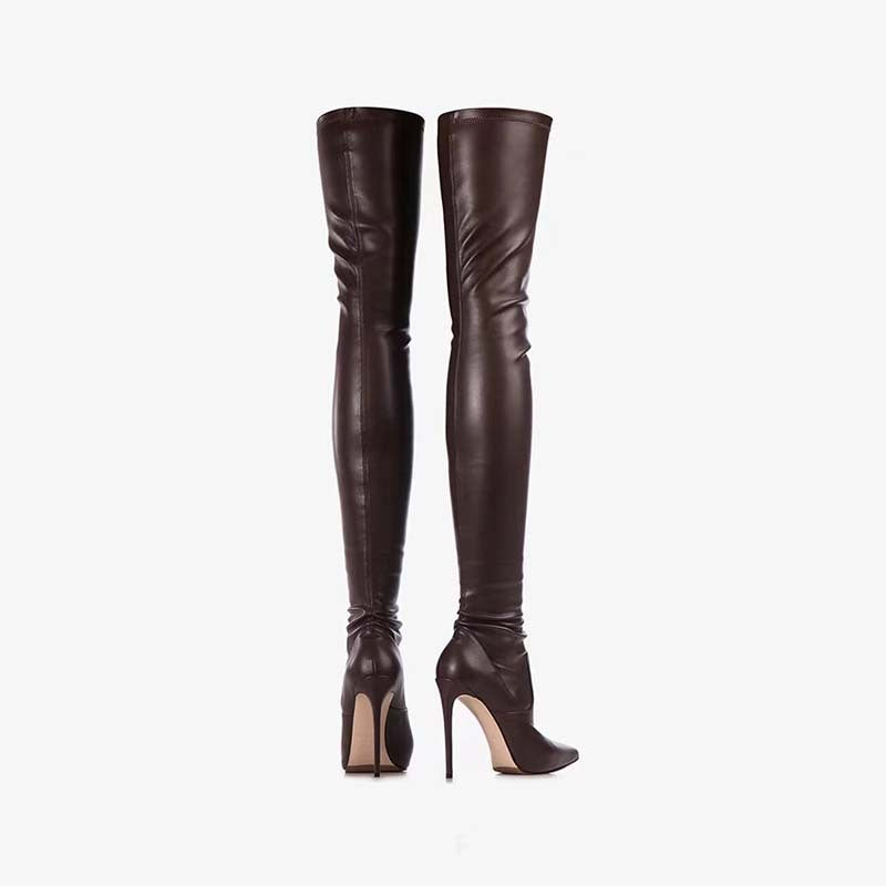 Stiletto-heeled Pointed-toe Thigh-high Boots Sexy Stretchy Skinny Boots
