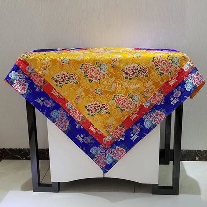 Tibetan-Style Thickened Altar Cloth – 100×100cm Decorative Table Cover