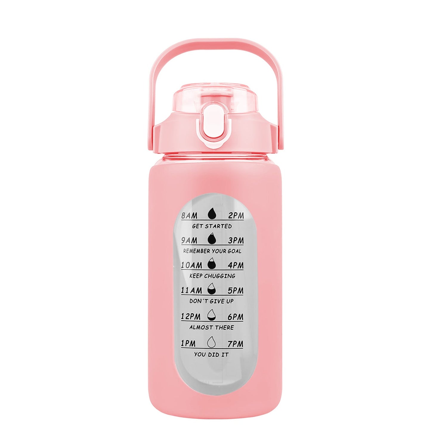 34Oz Glass Water Bottle Sports Water Bottle Motivational Water Bottle Water Intake Tracker Bottle with Straw Time Marker Silicone Sleeve Handle for Gy