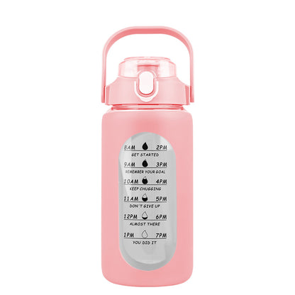 34Oz Glass Water Bottle Sports Water Bottle Motivational Water Bottle Water Intake Tracker Bottle with Straw Time Marker Silicone Sleeve Handle for Gy