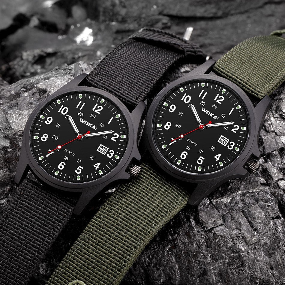Sporty Nylon Strap Mens Quartz Watch Minimalist Design