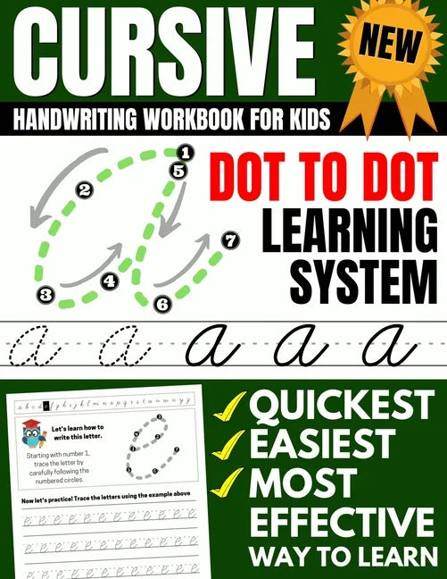 Cursive Handwriting Workbook For Kids: Dot To Dot Cursive Practice Book (Beginning Cursive) - Paperback