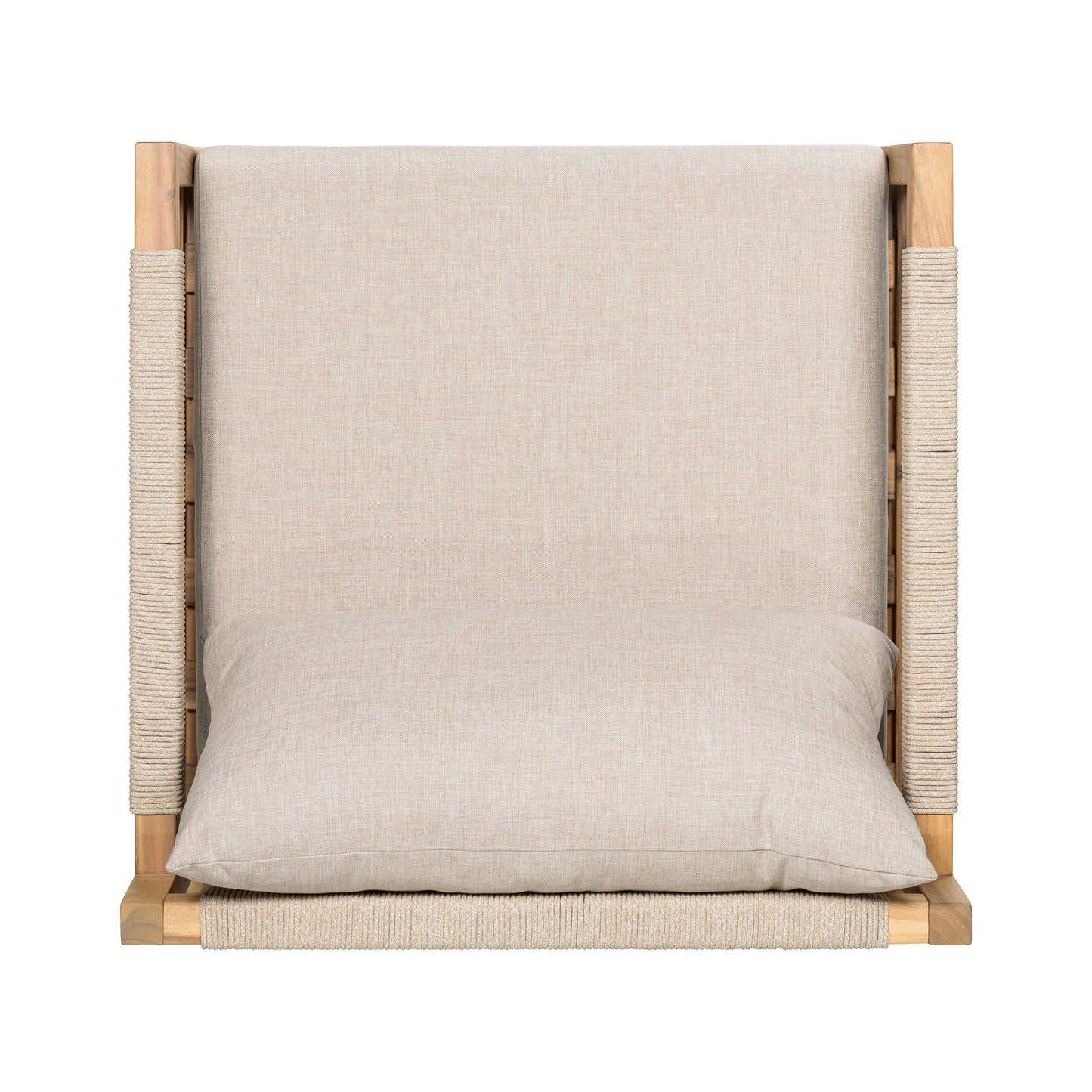 Outdoor Chair Set Acacia Wood Rope Beige Cushion Table