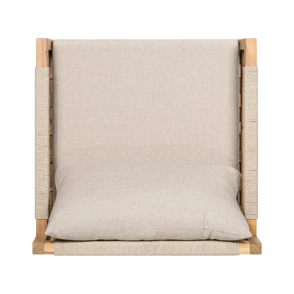 Outdoor Chair Set Acacia Wood Rope Beige Cushion Table