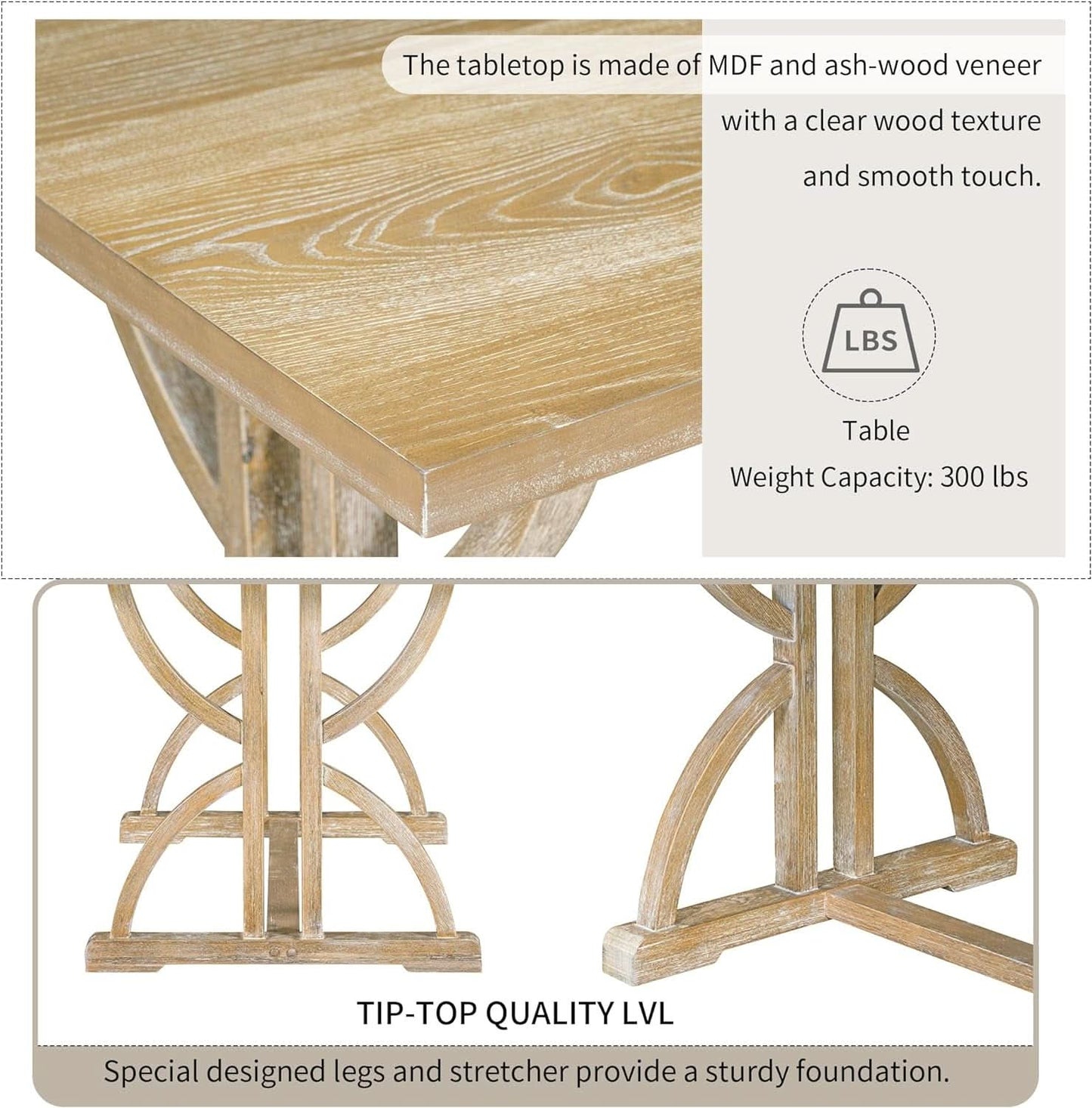 Industrial Solid Wood Rectangular Dining Table Set