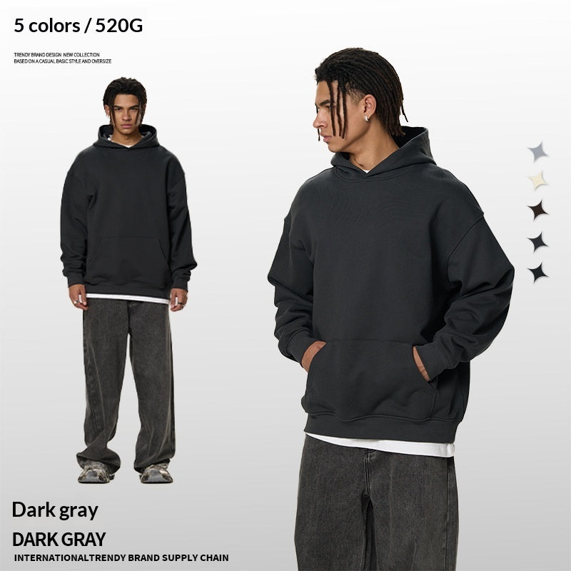 Mens Relaxed American-Style Hooded Casual Sweatshirt