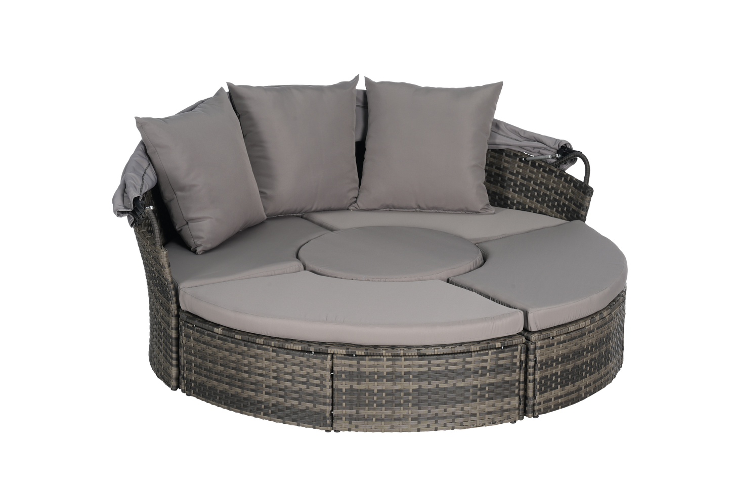 Chaise Lounge PE Rattan Canopy 380lb Capacity