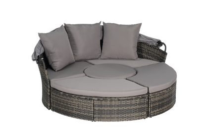 Chaise Lounge PE Rattan Canopy 380lb Capacity