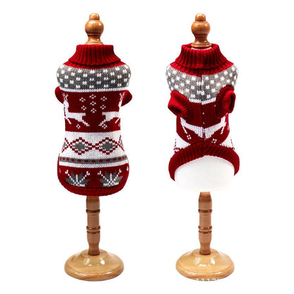 Christmas Turtleneck Knitting Sweater Dog Clothing