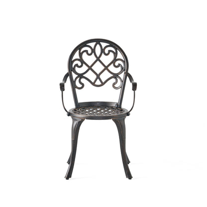 Outdoor Bistro Set Cast Aluminum Copper 3 Piece Ice Bucket Table 2 Chairs