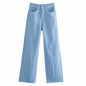 Women's High-waist All-match Straight-leg Mopping Jeans