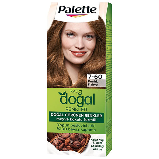 Palette Natural Hair Dye - Long-lasting Color with Natural Ingredients - 7-60 Fındık Kahve