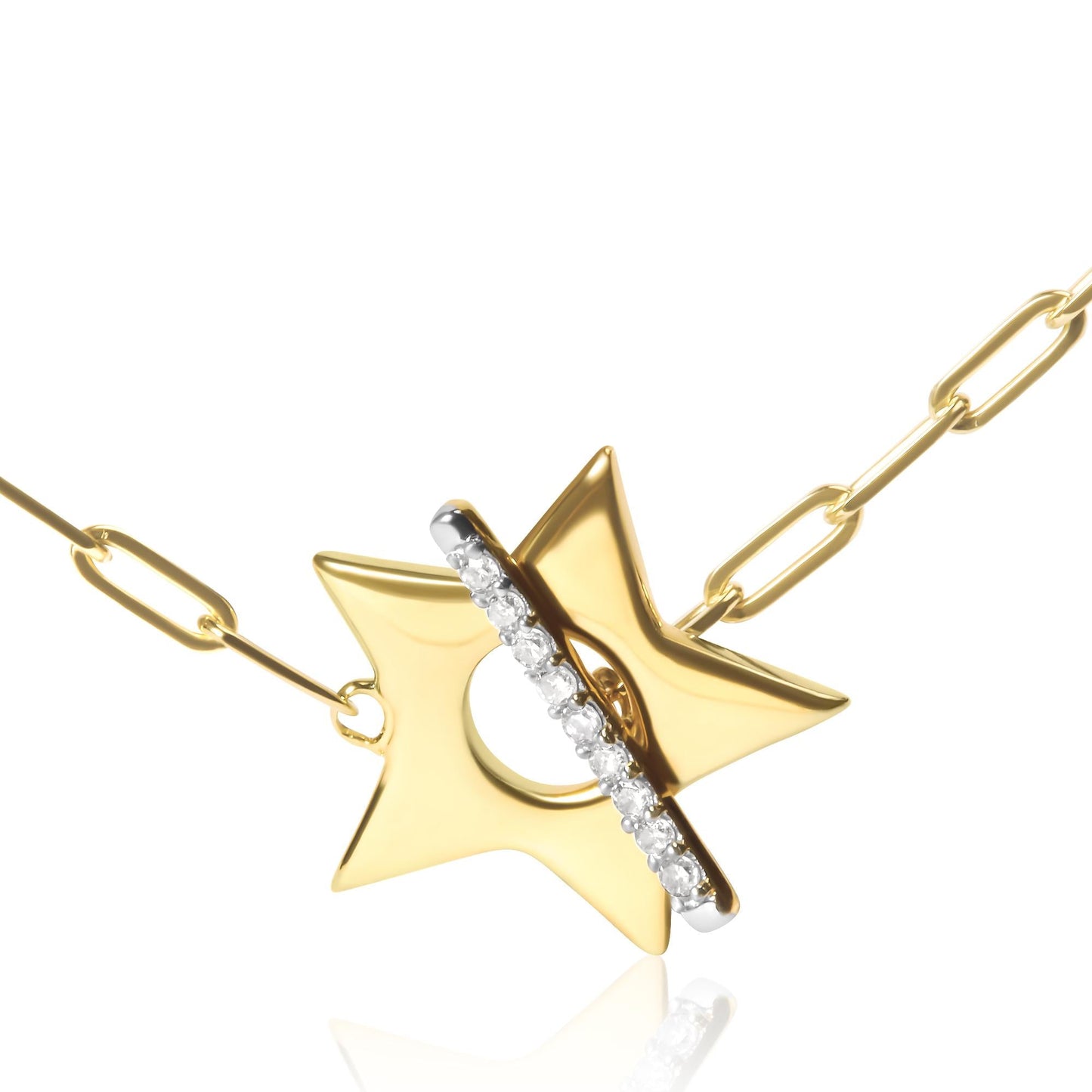 Diamond Star Pendant Necklace in 18K Gold-Plated Sterling Silver