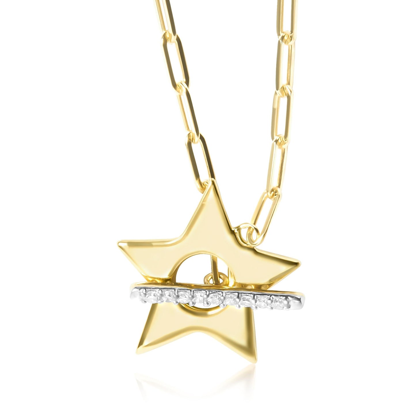 Diamond Star Pendant Necklace in 18K Gold-Plated Sterling Silver