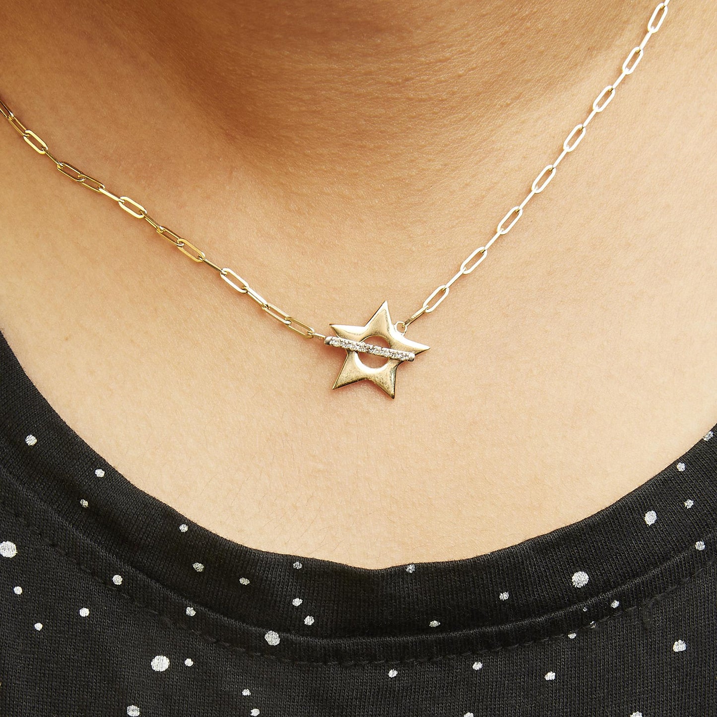 Diamond Star Pendant Necklace in 18K Gold-Plated Sterling Silver