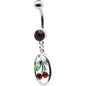 Dark Red CHERRY OVAL Dangle Belly Ring